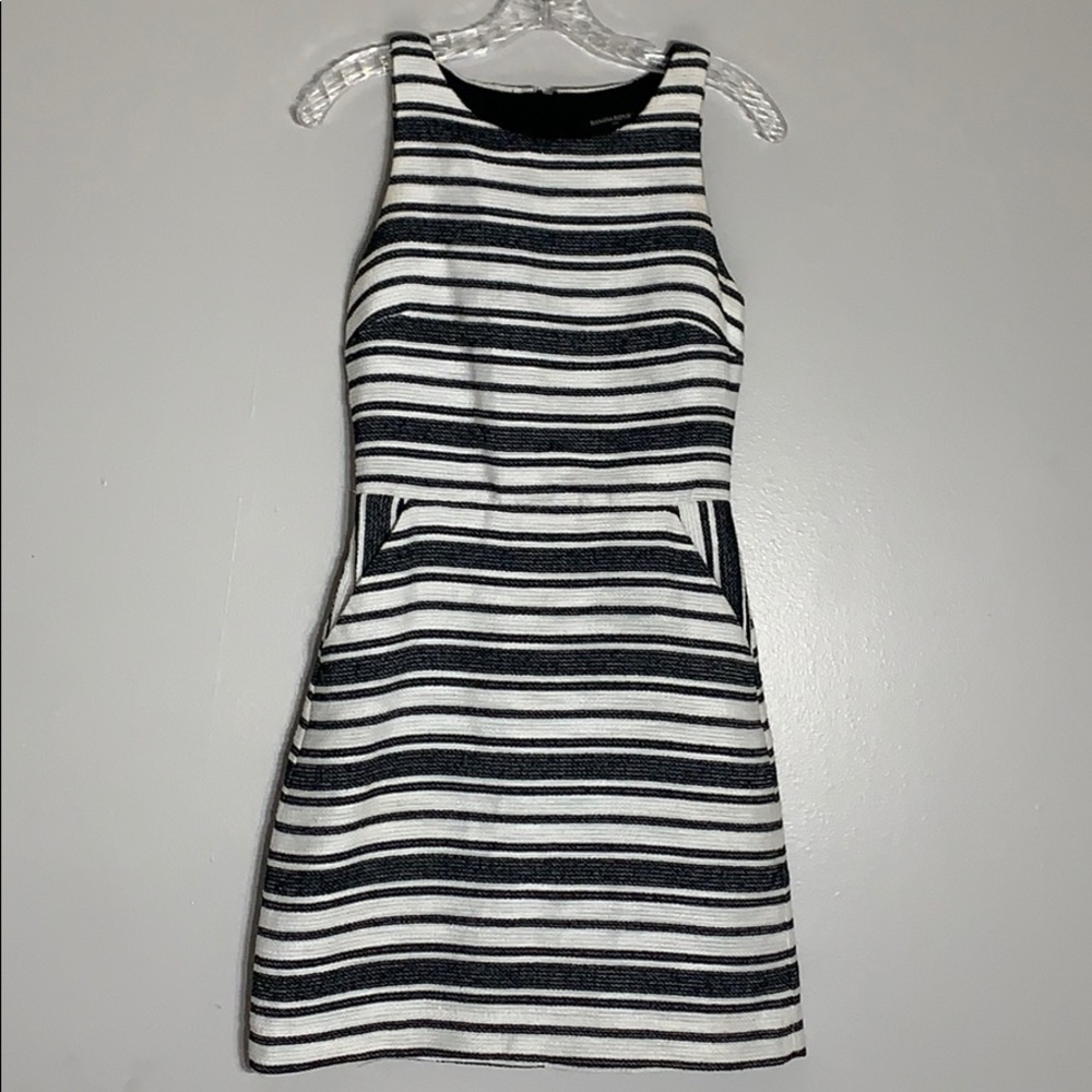 Banana Republic Woven Sleeveless Pocket mini Dress 0 black and white - Picture 1 of 6